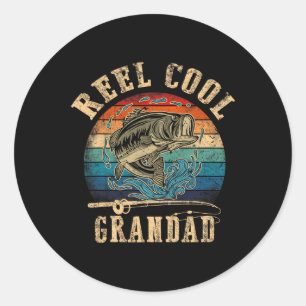 Adesivo Redondo Camisa de pesca de peixes vintage legal avô dia do