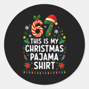 Adesivo Redondo Camisa de pijama de Natal 67 6 7 Meme engraçado pa