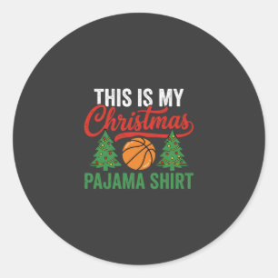 Adesivo Redondo Camisa de pijama de Natal de basquete