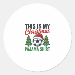 Adesivo Redondo Camisa de pijama de Natal de futebol