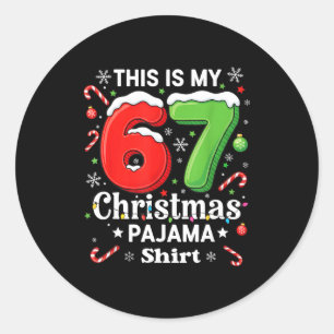 Adesivo Redondo Camisa de pijama de Natal engraçada 67 Seis Sete M