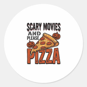 Adesivo Redondo Camisa de Pizza de Terror para Fãs de Noite de Fil