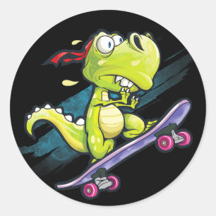 Adesivo Redondo Camisa de skate Dino Meninos Skate Kids Homens 