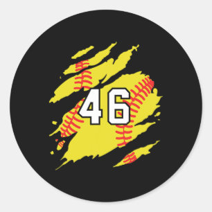 Adesivo Redondo Camisa de Softbol Número #46 Torcedor de Jogador d