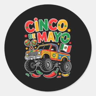Adesivo Redondo Camisa de taco de caminhão de menino pequeno cinco