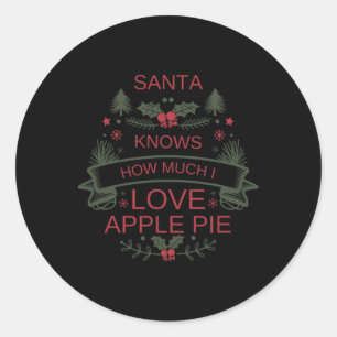 Adesivo Redondo Camisa De Tarte De Maçã De Natal Para Foodie De Co