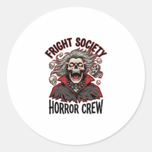 Adesivo Redondo Camisa de Terror Vintage Fright Society Crânio Des