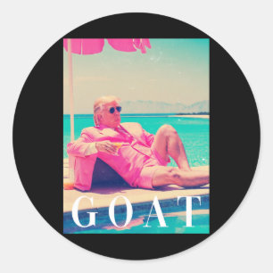 Adesivo Redondo Camisa De Trump Goat Verão De 2024 Dona Rosa Funny