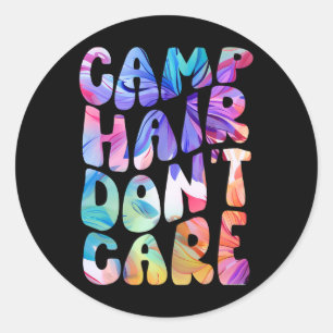 Adesivo Redondo Camisa de verão para menina Cabelo de Acampamento