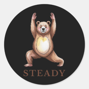 Adesivo Redondo Camisa de Yoga Urso Firme Calmo Lance Fofo Iogue