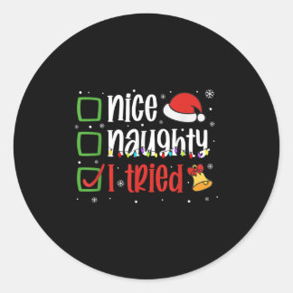 Adesivo Redondo Camisa Divertida de Natal Boa Travessa Tentei Féri