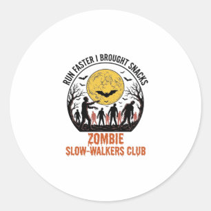 Adesivo Redondo Camisa Divertida de Zumbi com Lua Gravada e Humor