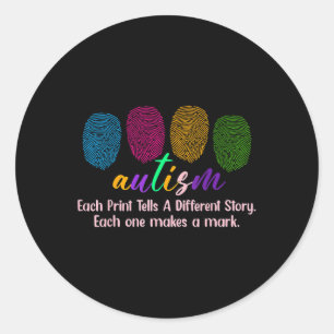 Adesivo Redondo Camisa Do Autismo De Impressão Digital, Cada Impre