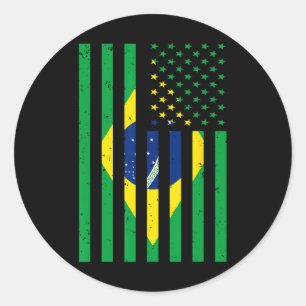 Adesivo Redondo Camisa do Brasil Brasil Futebol EUA Bandeira da Am