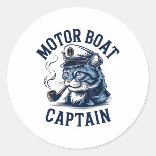 Adesivo Redondo Camisa do Capitão de Barco a Motor Cat Camisa Dive
