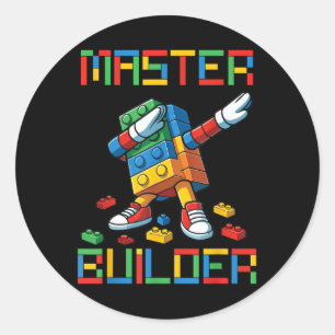 Adesivo Redondo Camisa do Construtor Mestre Blocos de Dabbing Tijo
