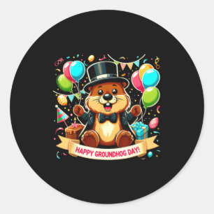 Adesivo Redondo Camisa do Dia da Marmota Feliz Dia dos Marmotas Ho