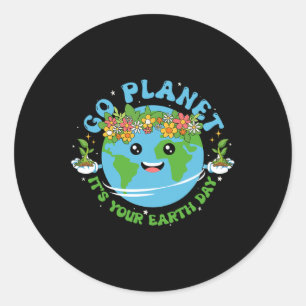 Adesivo Redondo Camisa do Dia da Terra Ir para o Planeta É o seu F