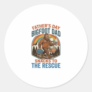 Adesivo Redondo Camisa do Dia dos Pais Bigfoot Pai Criando Filhos