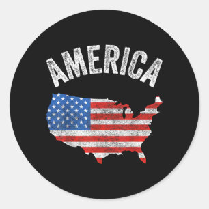 Adesivo Redondo Camisa do Mapa do Dia da Bandeira Americana 4 de J