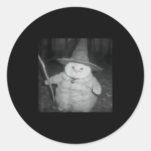 Adesivo Redondo Camisa do Meme de Gato de Feiticeiro Estranho _ De