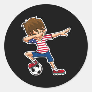 Adesivo Redondo Camisa do Menino de Futebol Americano Dabbing EUA 
