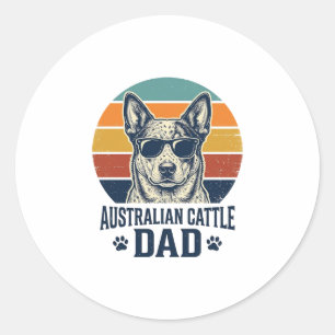 Adesivo Redondo Camisa do Pai do Cão de Gado Australiano Pôr do So