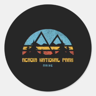 Adesivo Redondo Camisa do Parque Nacional de Acadia Maine Retro Vi