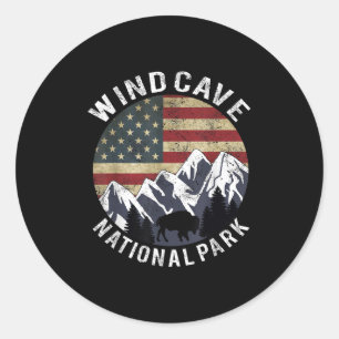 Adesivo Redondo Camisa do Parque Nacional Wind Cave Camping South 