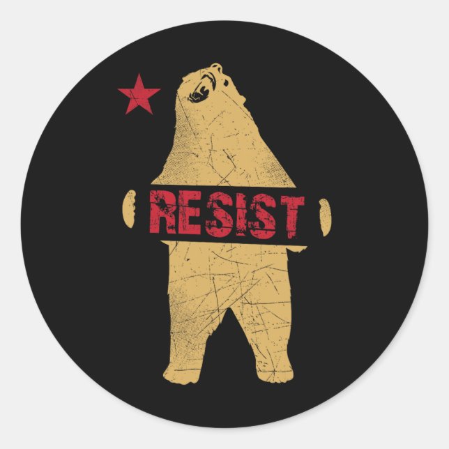 Adesivo Redondo Camisa do Urso da Califórnia resiste (Frente)