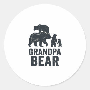 Adesivo Redondo Camisa do Urso da Família com Gravação Vintage do