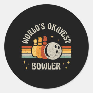 Adesivo Redondo Camisa engraçada de boliche retrô do mundo do bowl