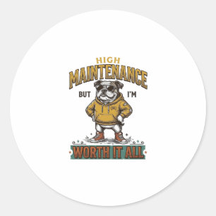Adesivo Redondo Camisa engraçada de bulldog citação vintage Desi