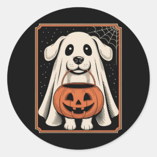 Adesivo Redondo Camisa engraçada de cachorro fantasma de Halloween