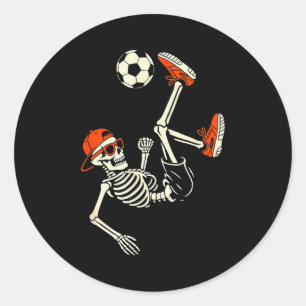 Adesivo Redondo Camisa engraçada de futebol com esqueleto de Hallo