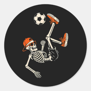 Adesivo Redondo Camisa engraçada de futebol do esqueleto de Hallow