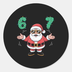 Adesivo Redondo Camisa engraçada de Natal 67 Escola secundária 6 7