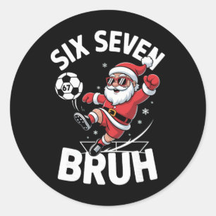 Adesivo Redondo Camisa engraçada de Natal Bruh Futebol Papai Noel 