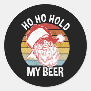 Adesivo Redondo Camisa engraçada de Natal Hipster Papai Noel Ho Ho