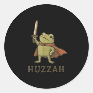 Adesivo Redondo Camisa engraçada de sapo Huzzah, camiseta vintage