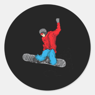 Adesivo Redondo Camisa Engraçada De Snowboard - Borda De Neve - Pá
