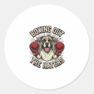 Adesivo Redondo Camisa engraçada do cão boxer boxeando os odiadore