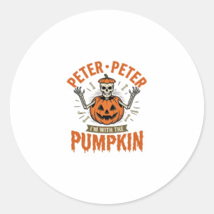 Adesivo Redondo Camisa engraçada do esqueleto de Halloween Peter P