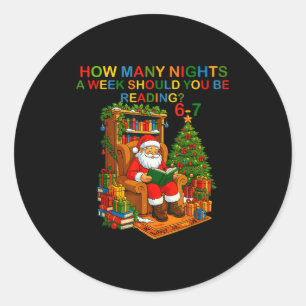 Adesivo Redondo Camisa engraçada do Papai Noel lendo 67 meme Natal
