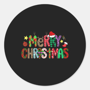 Adesivo Redondo Camisa Engraçada Natal Luz Vermelha Santa Hat Xmas