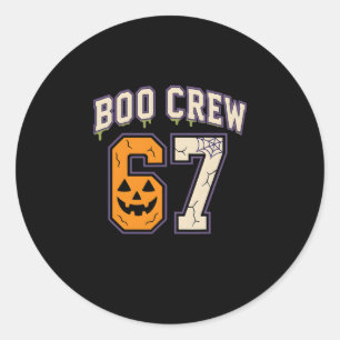 Adesivo Redondo Camisa esportiva 67 Halloween Boo Crew Meme Brainr