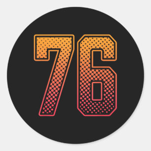 Adesivo Redondo Camisa Esportiva Laranja Vermelha Número 76 Unifor