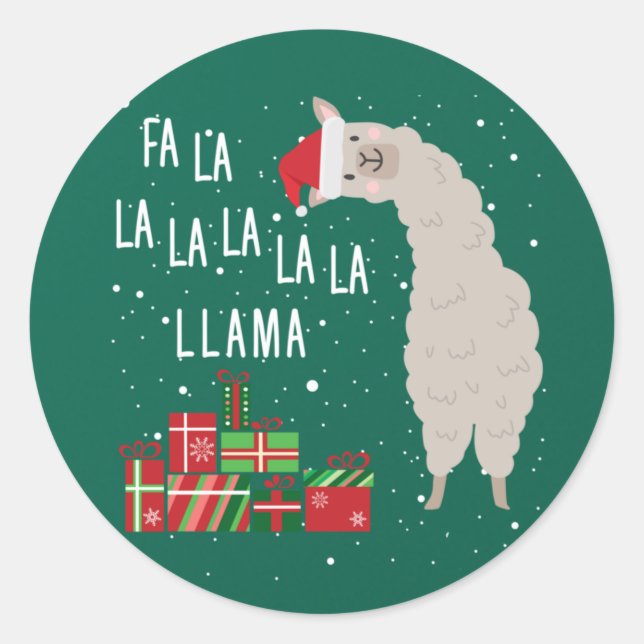 Adesivo Redondo Camisa Fa La Llama - Natal Llama (Frente)