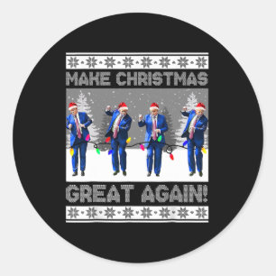 Adesivo Redondo Camisa Faça o Natal Grande Novamente Trump Dança X