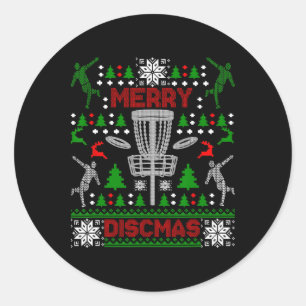 Adesivo Redondo Camisa Feia de Natal Merry Discmas Disc Golf Par